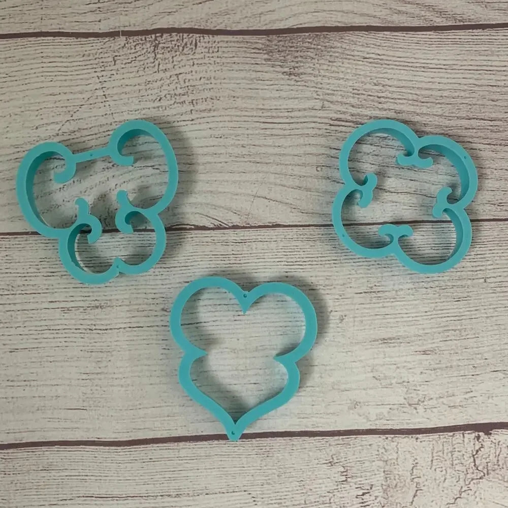 Vintage 1972 Wilton Fondant Pattern Press Set Heart Scroll Cookie Cutters 3pc